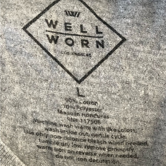 WELL WORN-Men’s Gray w/Red, White, & Blue Patriotic Number 1-1776 T-Shirt-Size L - Picture 2 of 2